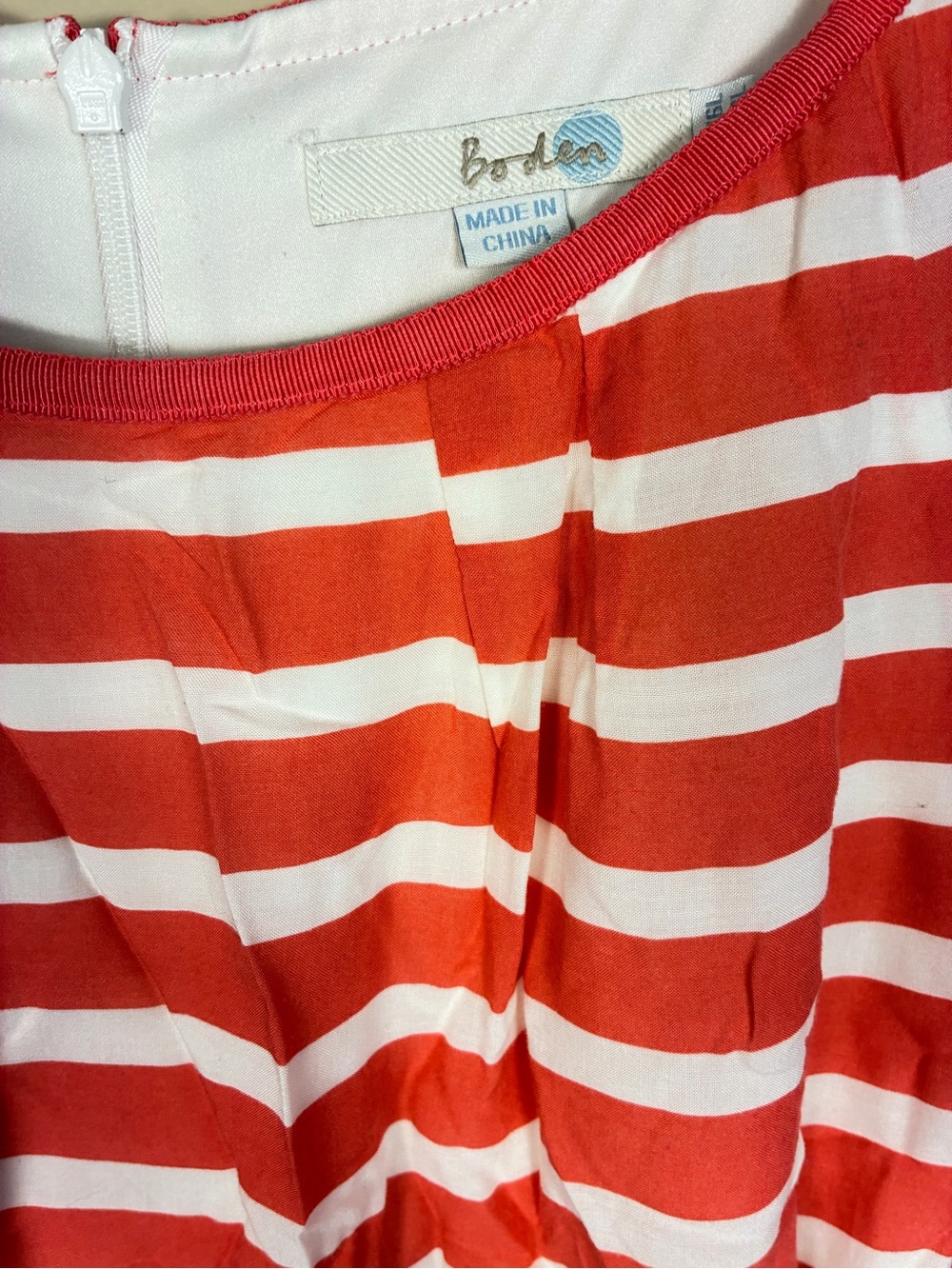 Boden Striped Belted Short Sleeve Knee Length Dress - Picture 12 of 14